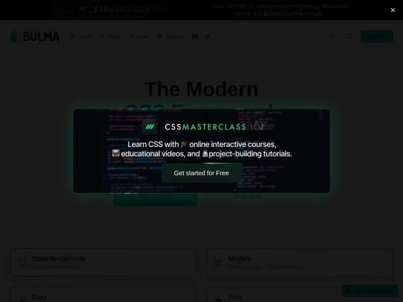 Bulma: Free, open source, and modern CSS framework based on Flexbox