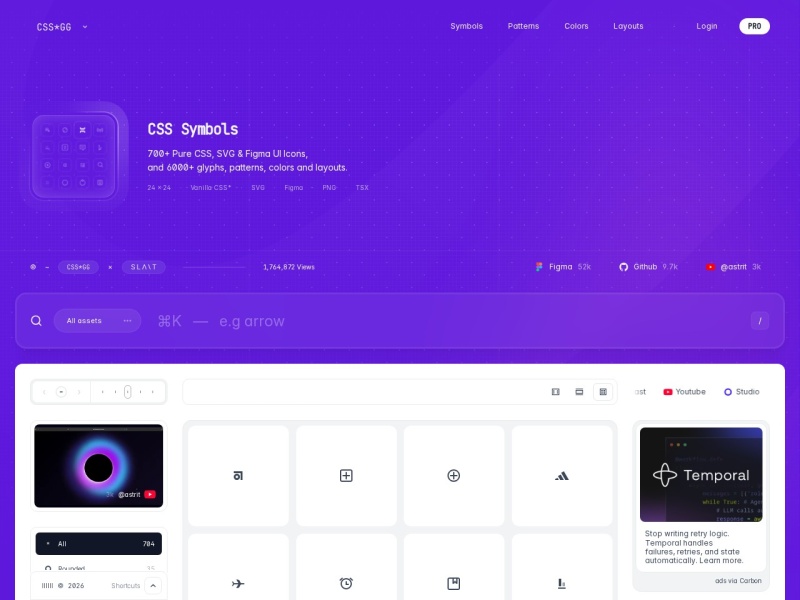 700+ CSS Icons, Customizable, Retina Ready & API