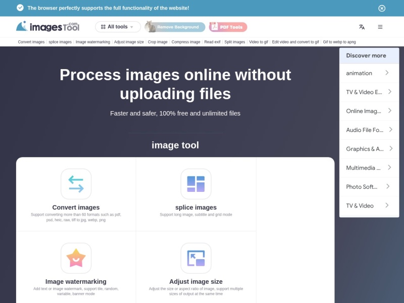 Process images online without uploading files