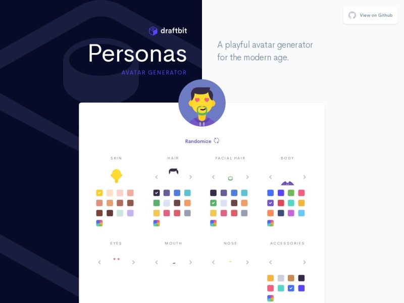 Personas by Draftbit | A playful avatar generator for the modern age.