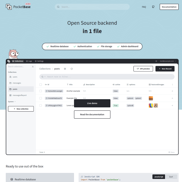 PocketBase - Open Source backend in 1 file