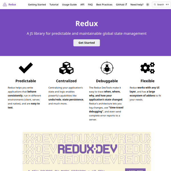 Redux - A predictable state container for JavaScript apps. | Redux
